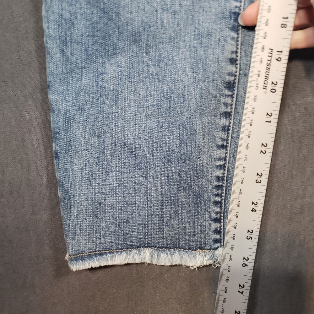 Torrid Crop Boyfriend Jeans Womens 14 Blue Vintage Stretch Raw Hem Denim - Picture 6 of 9